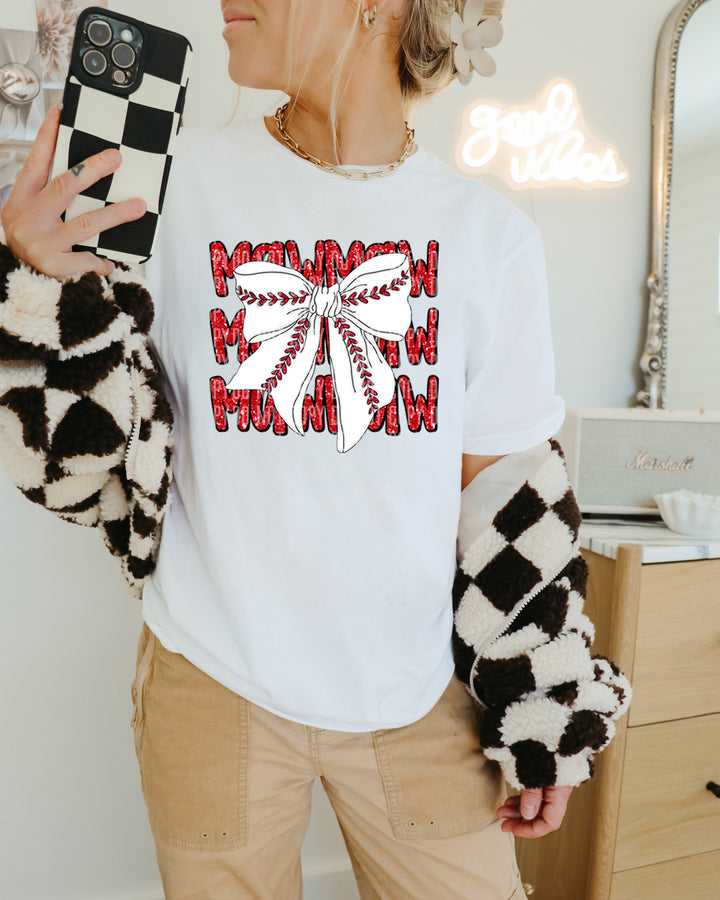 Baseball Bow With Names DTF Print