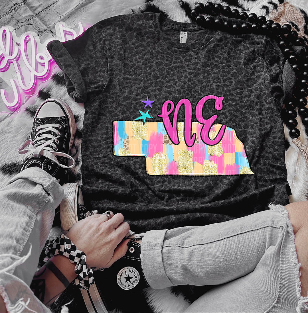 Preppy Bright Brushstroke States DTF Print