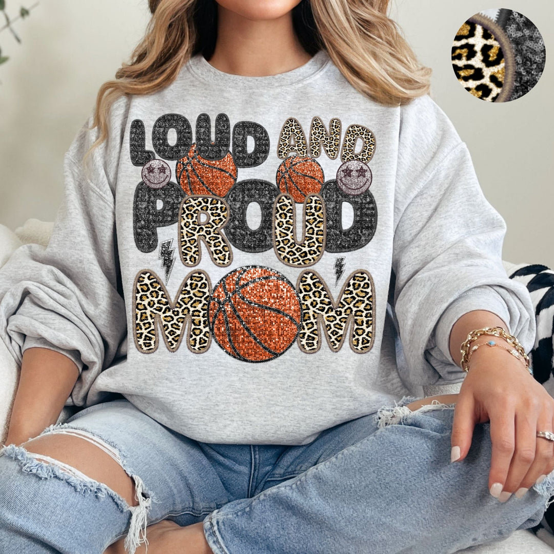 Loud and Proud Sports Mom Leopard Faux Embroidery DTF Print