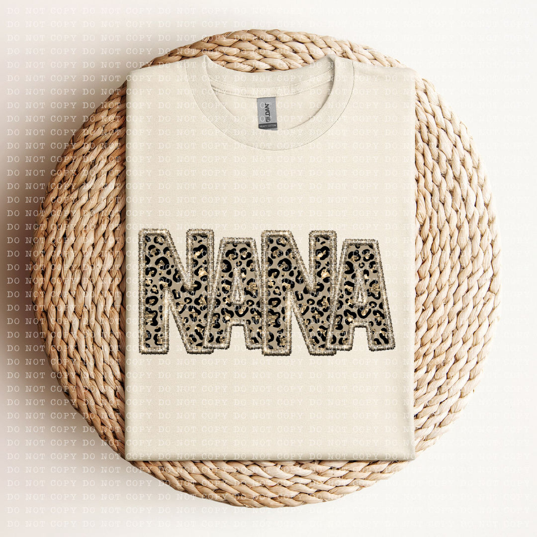 Nana Leopard Faux Embroidery DTF Print