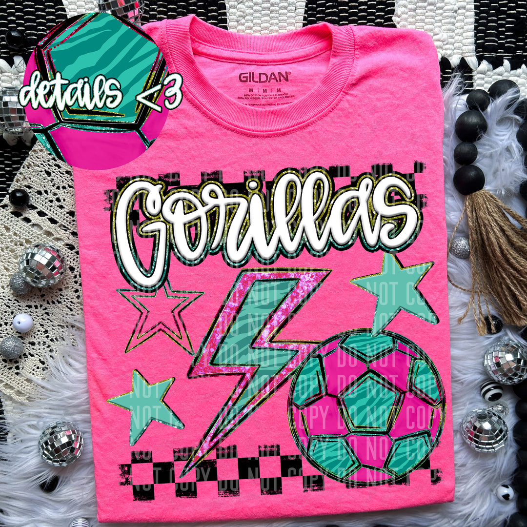 Rainbow Soccer Bolts DTF Print