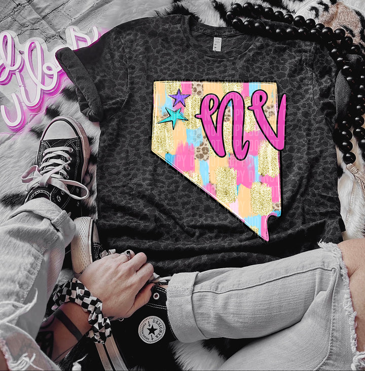 Preppy Bright Brushstroke States DTF Print