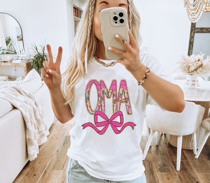 Preppy Leopard Bow Mom Name DTF Print