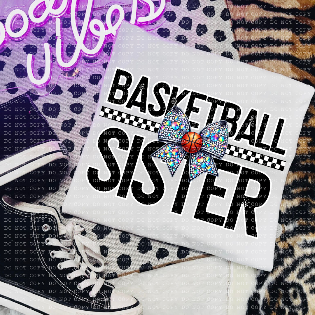 Basketball Rhinestone Bow Names DTF Print