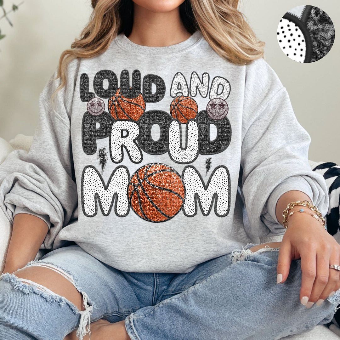 Loud and Proud Sports Mom Faux Embroidery DTF Print