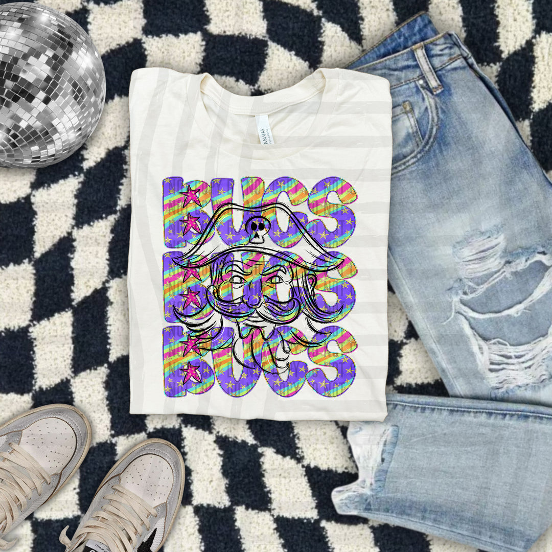 Rainbow Swirl Mascot Outlines DTF Print