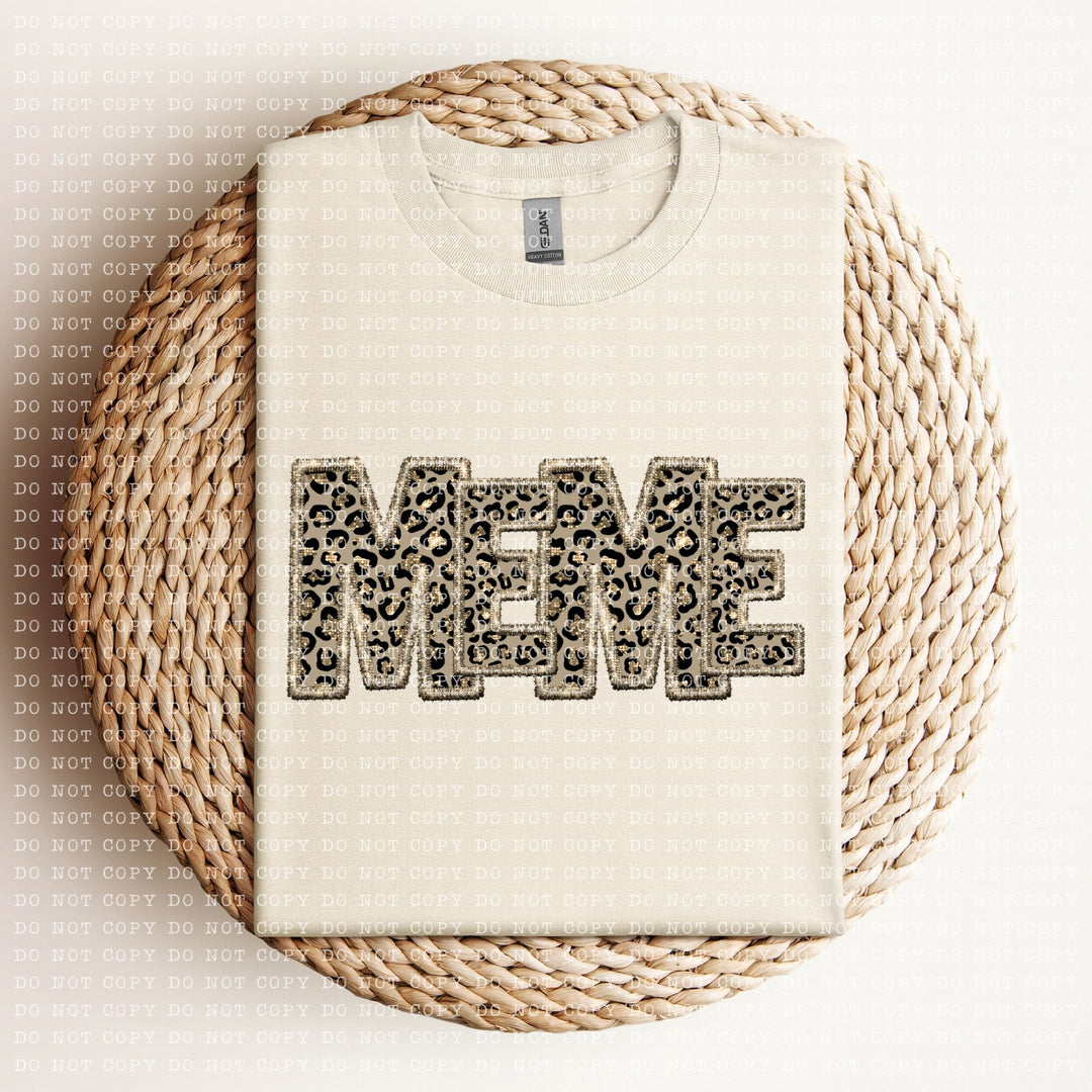 Meme Leopard Faux Embroidery DTF Print