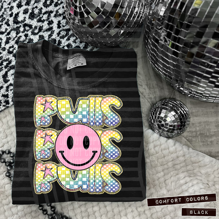 Pink Smiley Triple Stack DTF Print