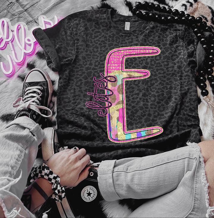 Rainbow Leopard Single Letters DTF Print