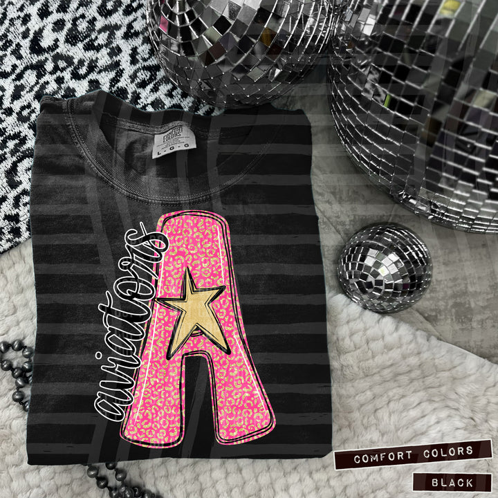 Pink Leopard Initial DTF Print