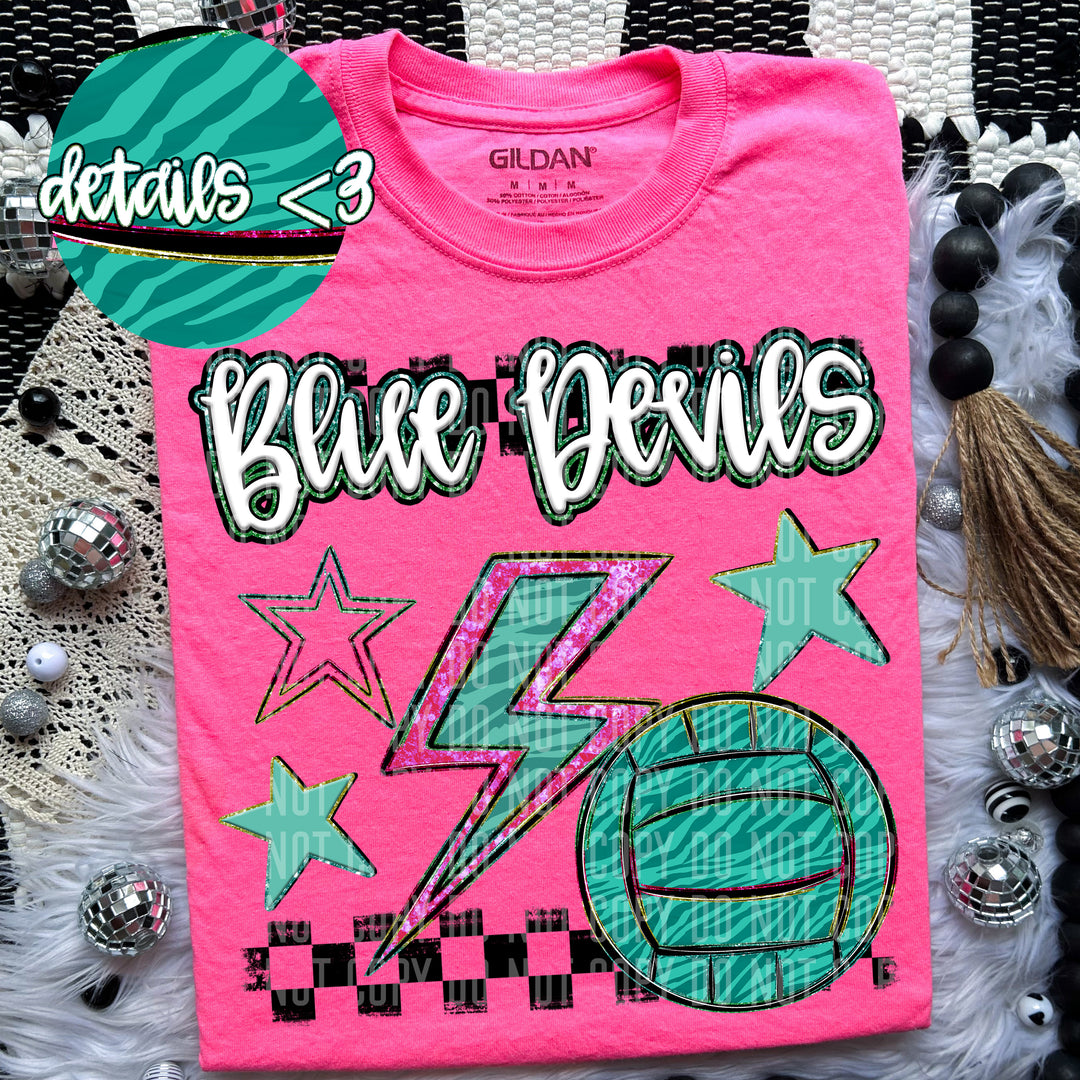 Rainbow Volleyball Bolts DTF Print