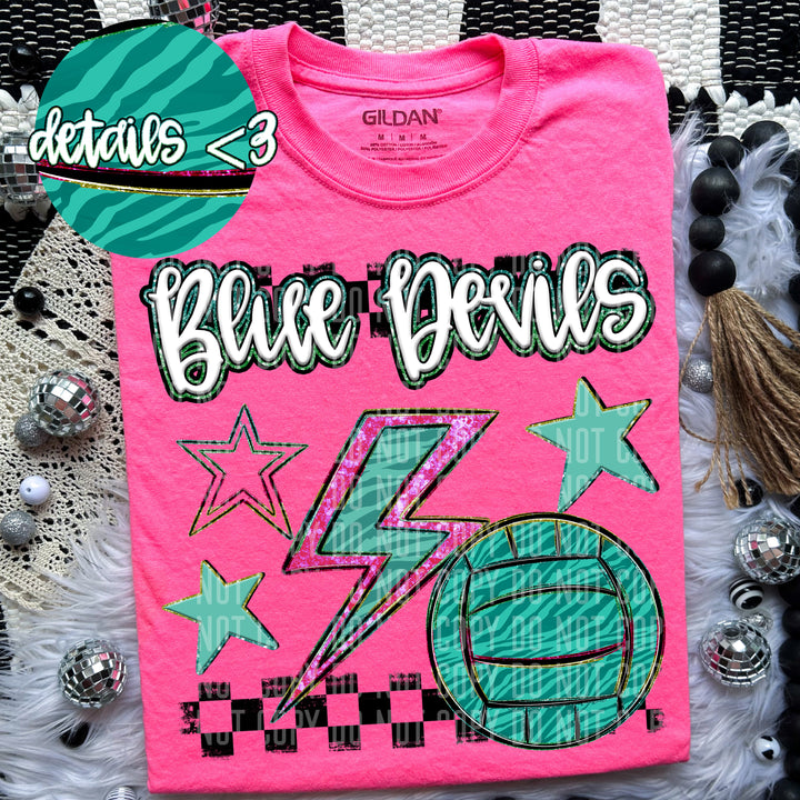 Rainbow Volleyball Bolts DTF Print