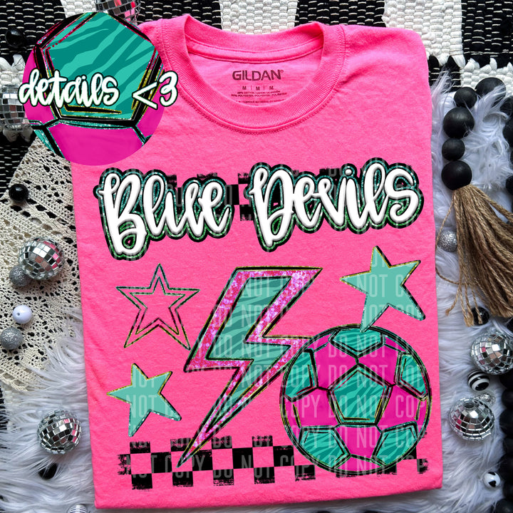 Rainbow Soccer Bolts DTF Print
