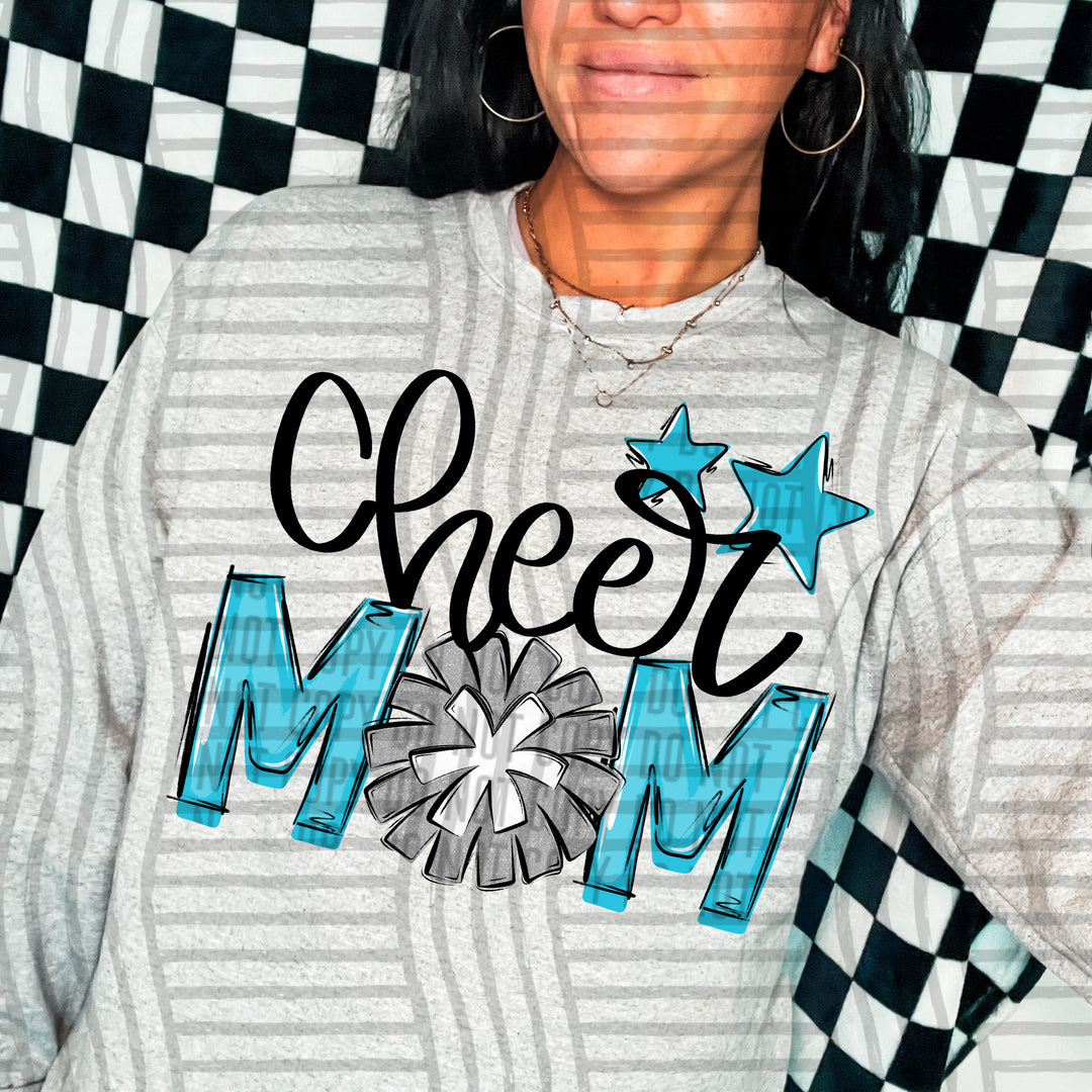 Sports Mom Cheer Silver DTF Print