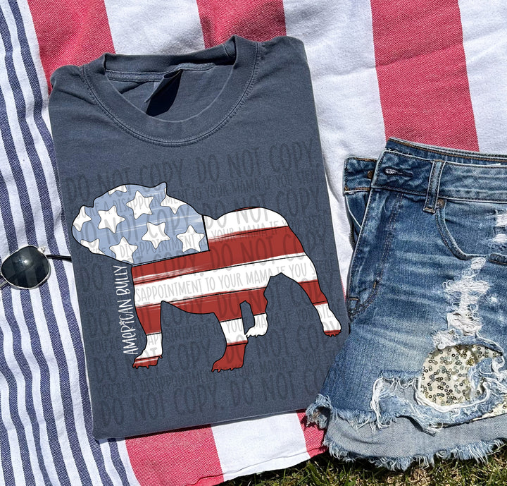 Patriotic Dog Designs White Text DTF Print