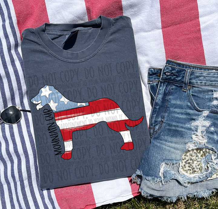 Patriotic Dog Designs Black Text DTF Print