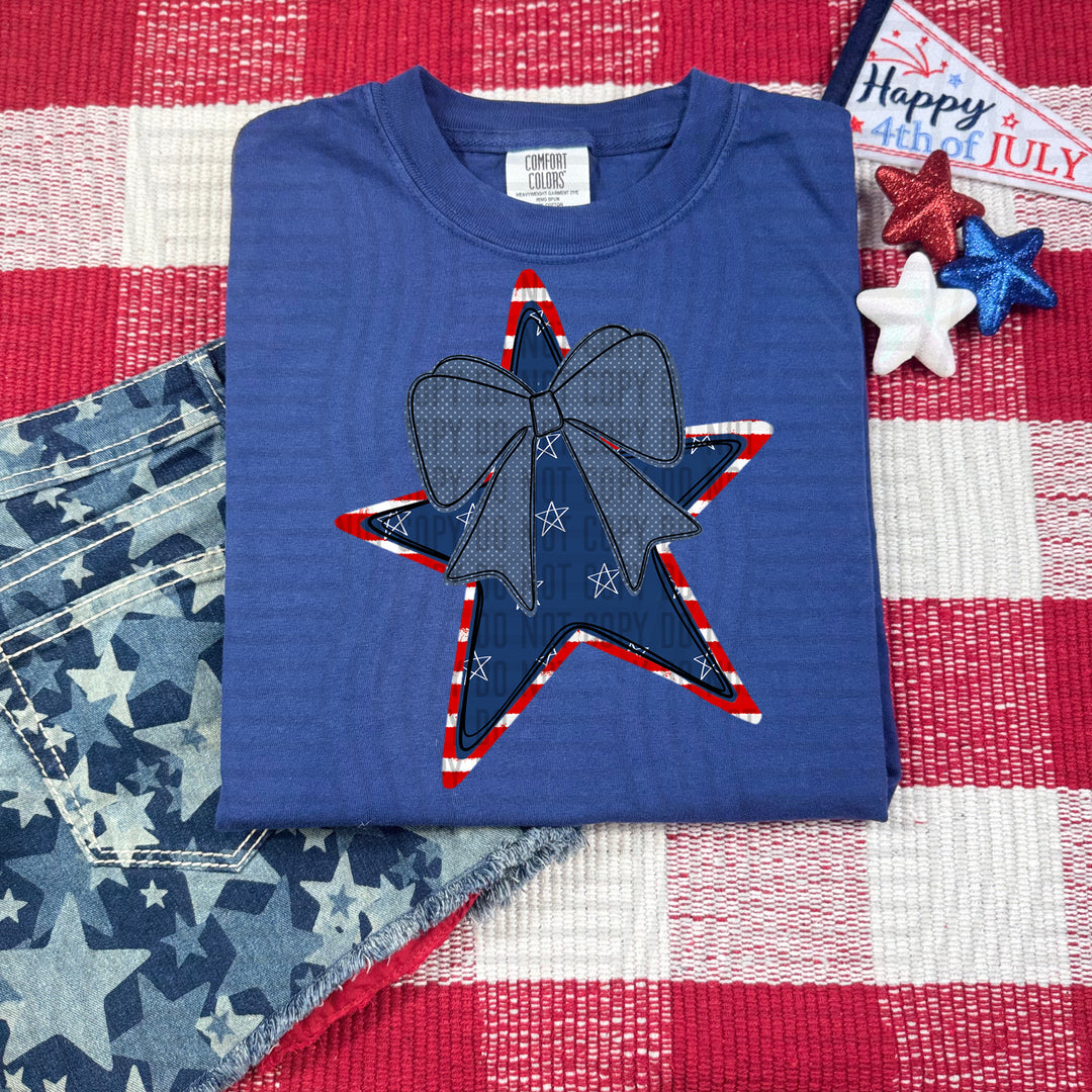 Star Blue Bow DTF Print