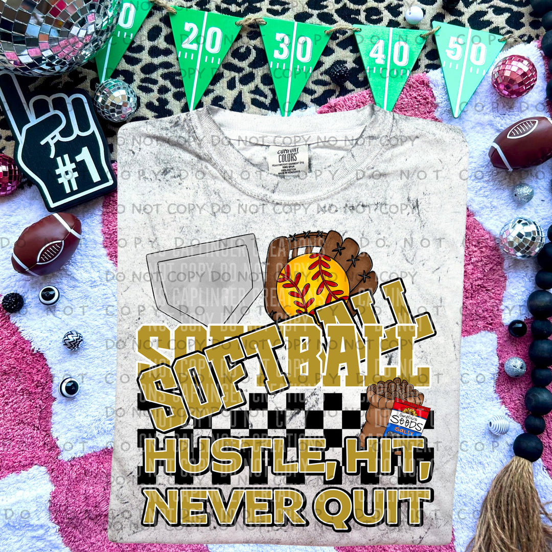 Hustle Hit Never Quit Softball DTF Print