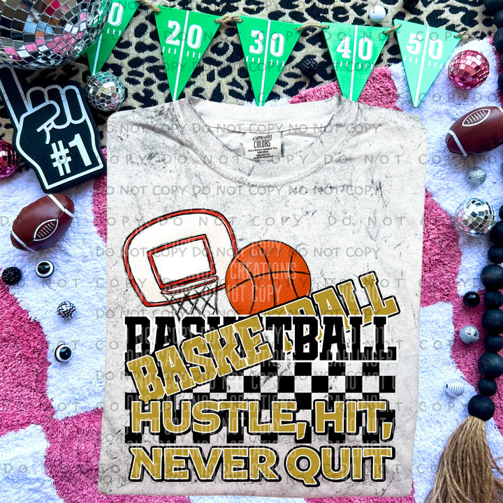 Hustle Hit Never Quit Basketball DTF Print
