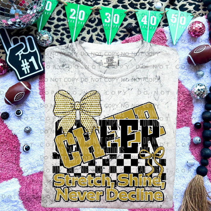 Stretch Shine Never Decline Cheer DTF Print