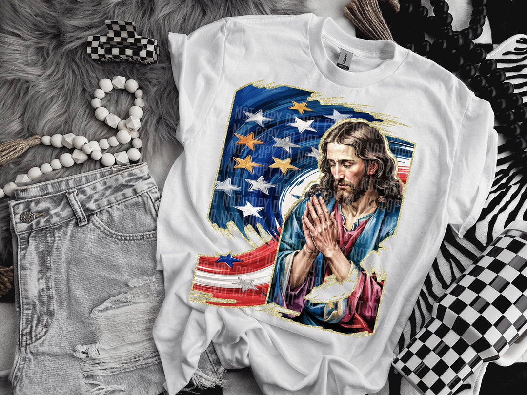 Praying Hands Jesus DTF Print