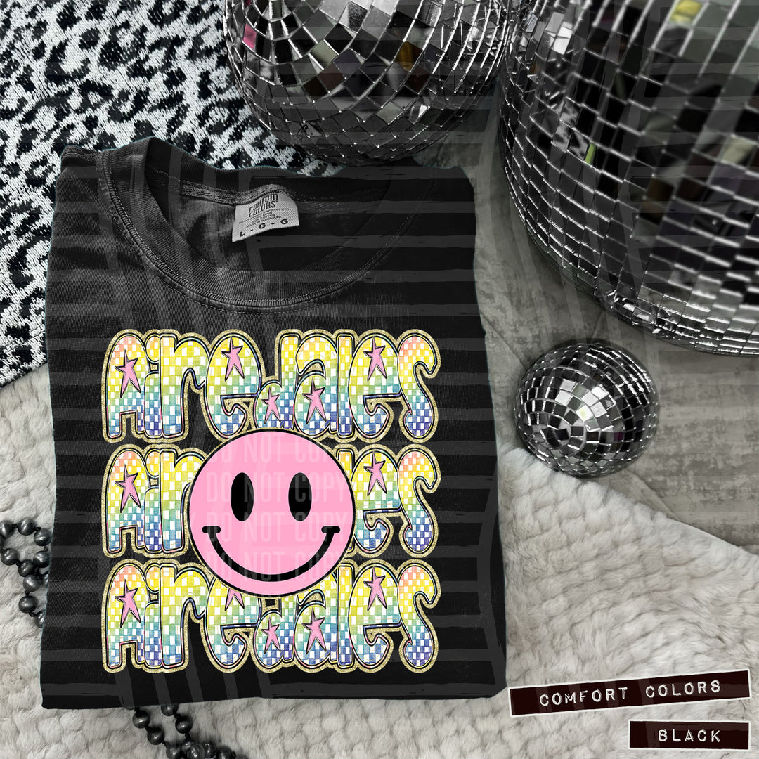 Pink Smiley Triple Stack DTF Print