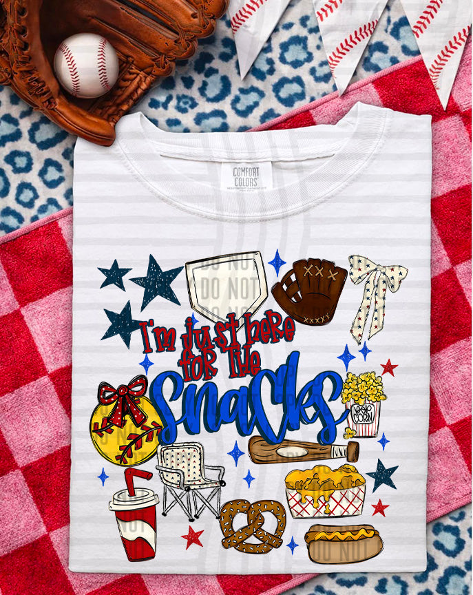I’m Just Here For The Snacks Softball DTF Print