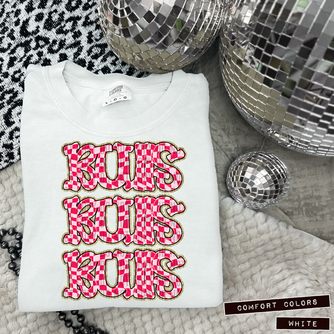 Pink Checks DTF Print