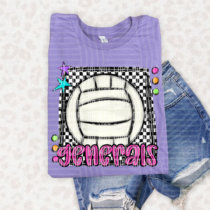 Bright Preppy Volleyball DTF Print