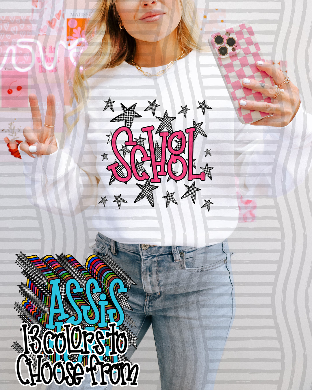 School Names Occupations Red DTF Print