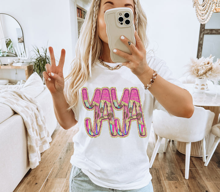 Preppy Leopard No Bow Mom Name DTF Print