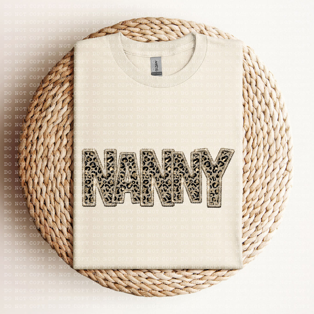 Nanny Leopard Faux Embroidery DTF Print