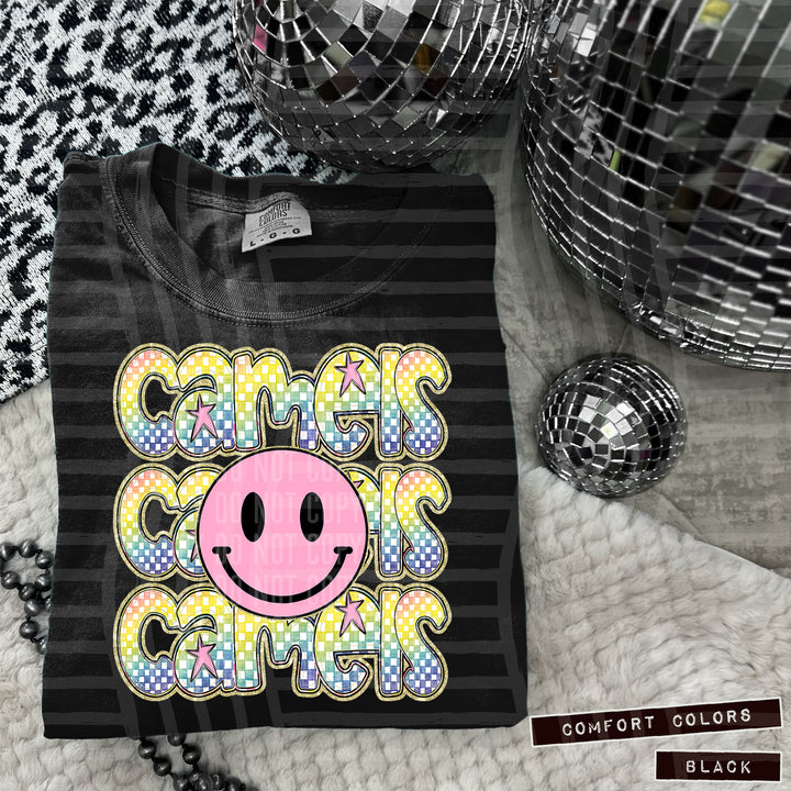 Pink Smiley Triple Stack DTF Print