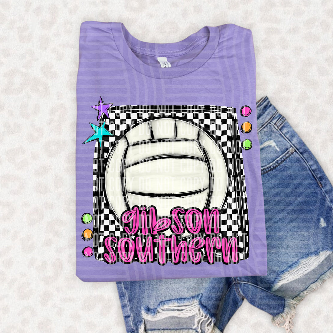 Bright Preppy Volleyball DTF Print