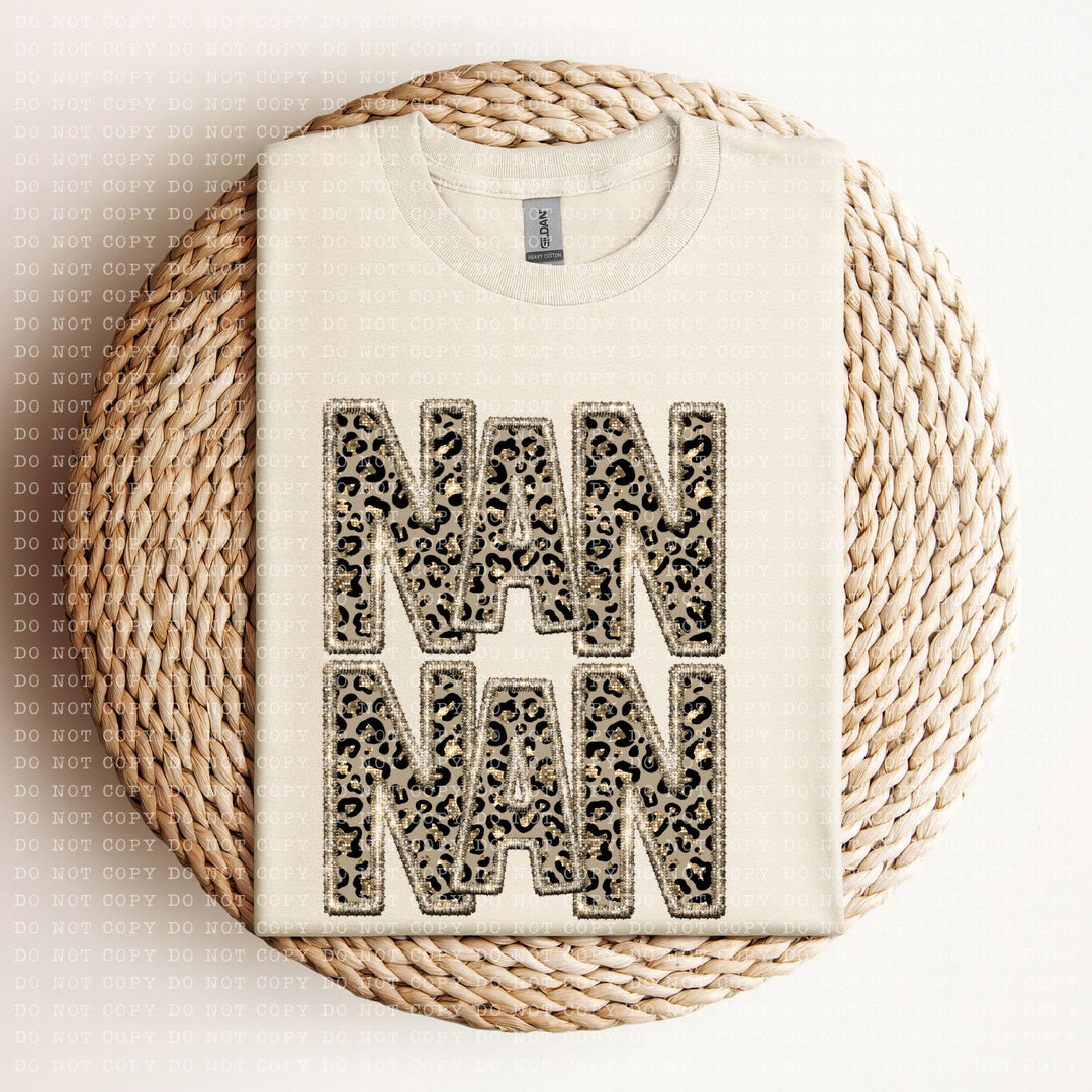 Nan Nan Leopard Faux Embroidery DTF Print