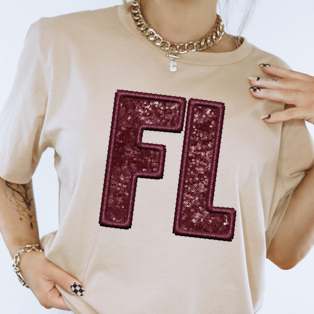 Florida Faux Embroidery Sequin DTF Print