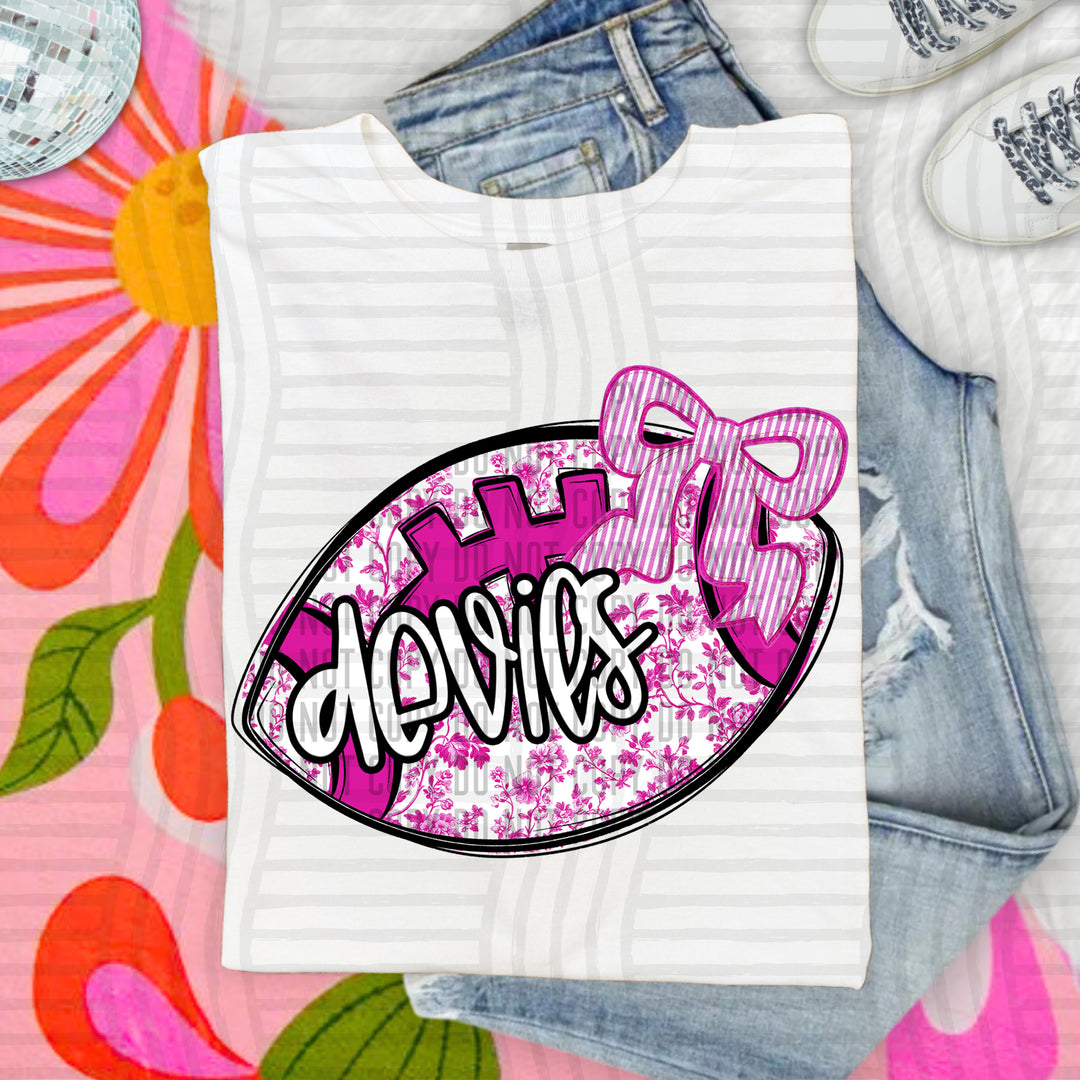 Pink Toile Football DTF Print