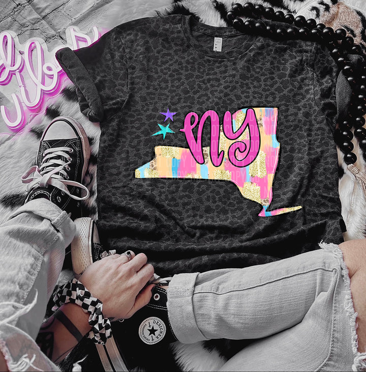 Preppy Bright Brushstroke States DTF Print