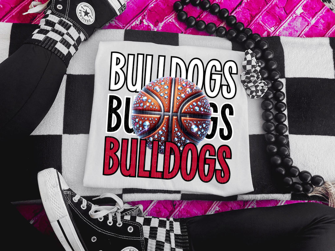 Bulldogs with Basketball (Red and White) DTF Print