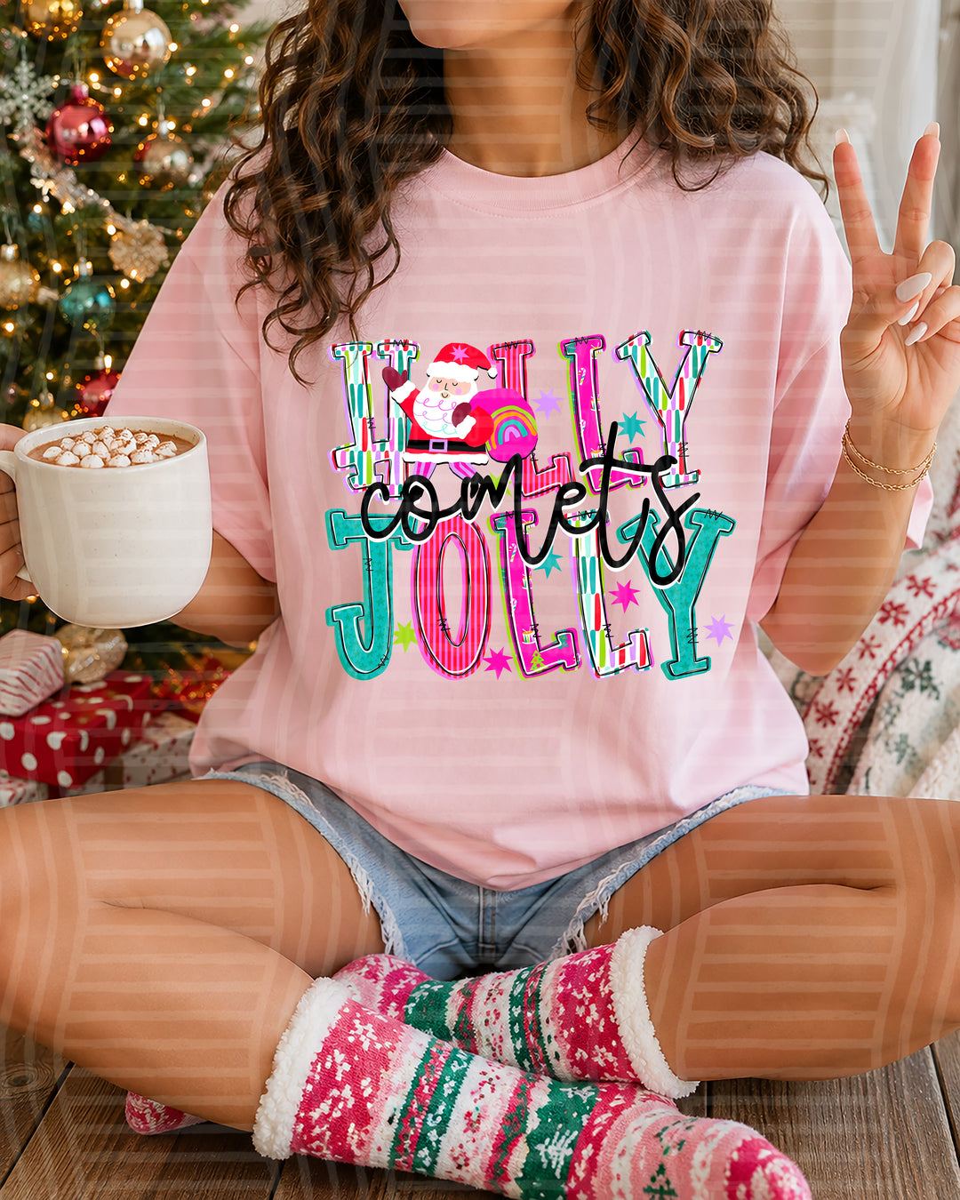 Holly Jolly Santa Mascots DTF Print