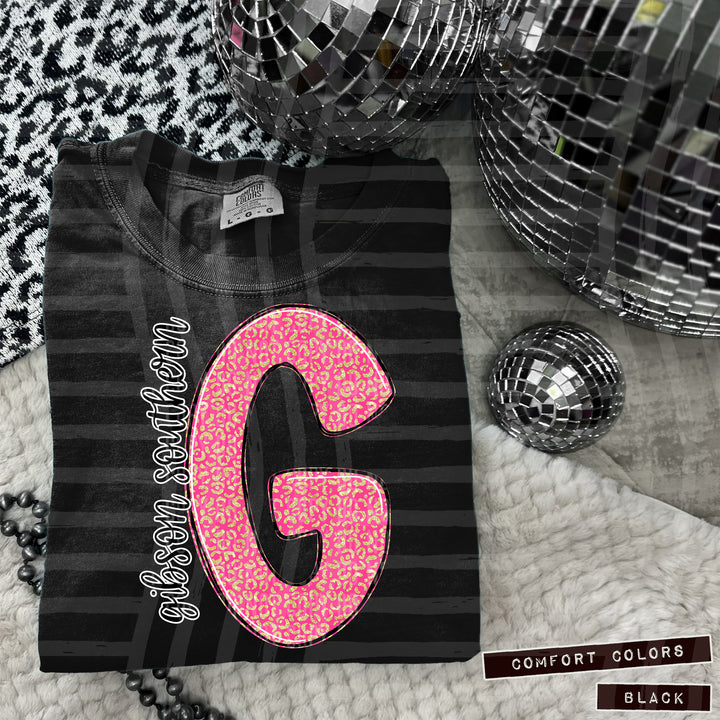 Pink Leopard Initial DTF Print