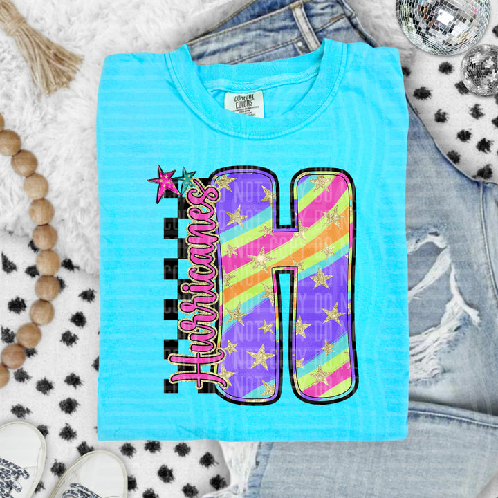 Rainbow Swirl Initials DTF Print