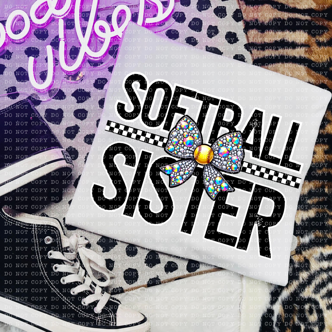 Softball Rhinestone Bow Names DTF Print