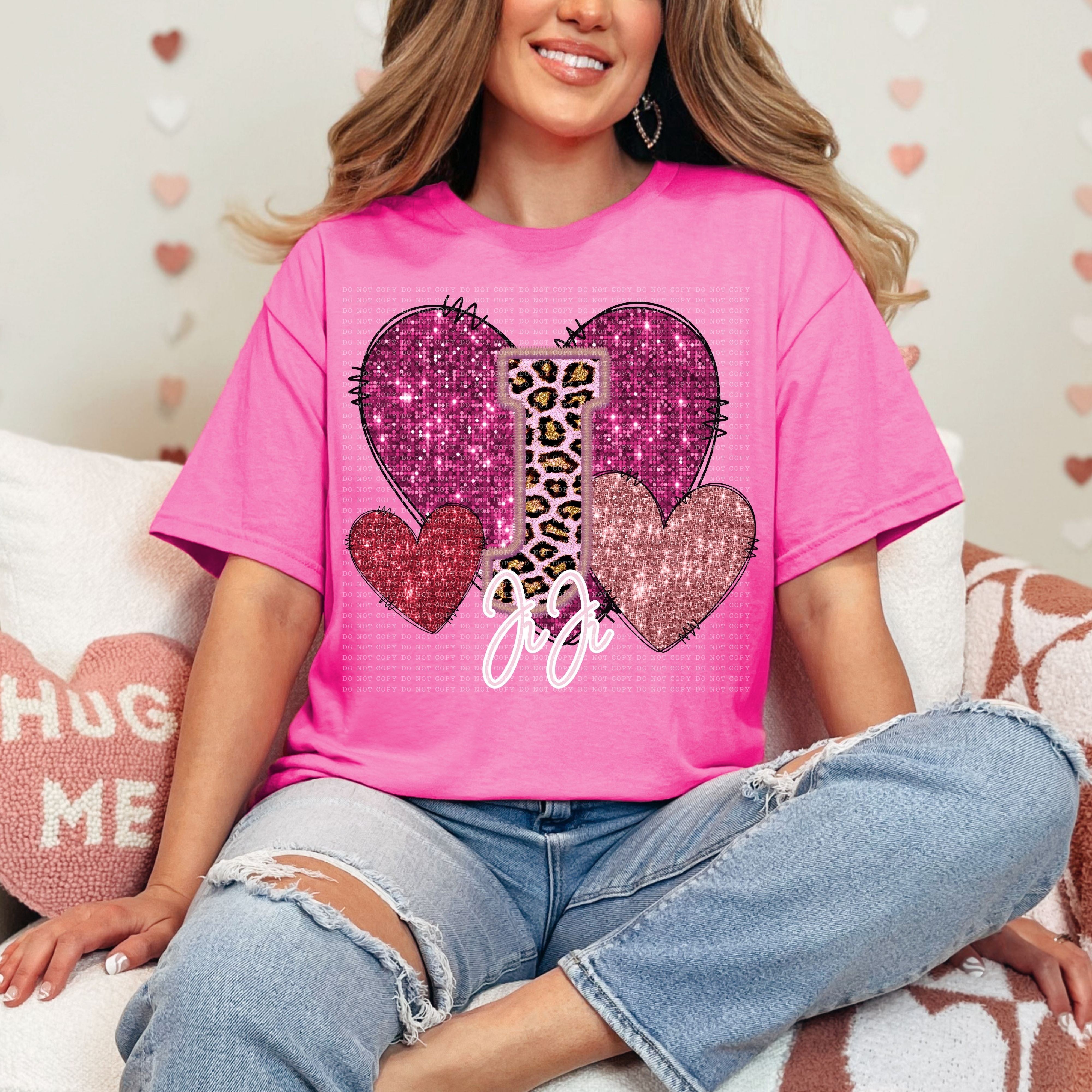Pink Leopard Valentine Names  DTF Print