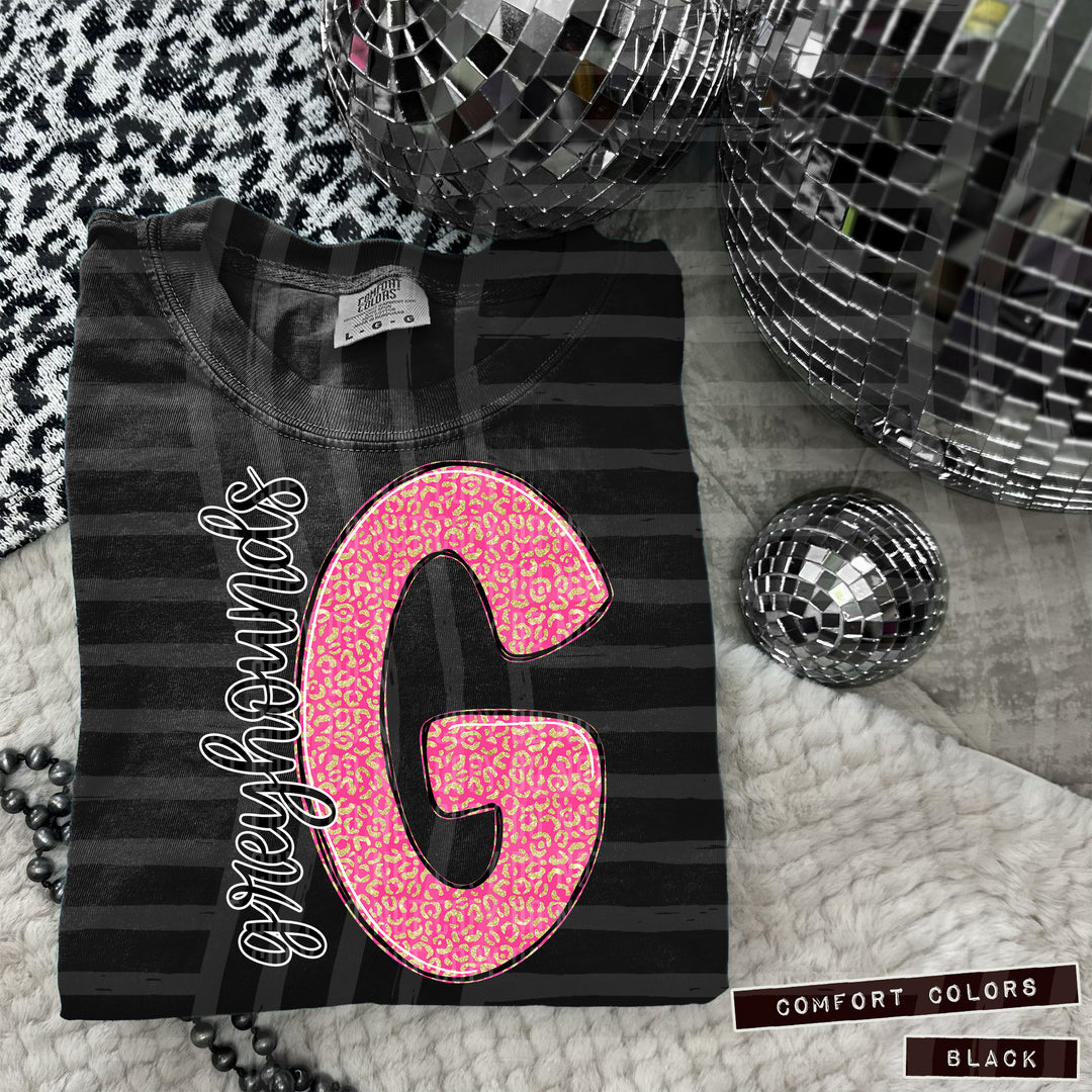 Pink Leopard Initial DTF Print