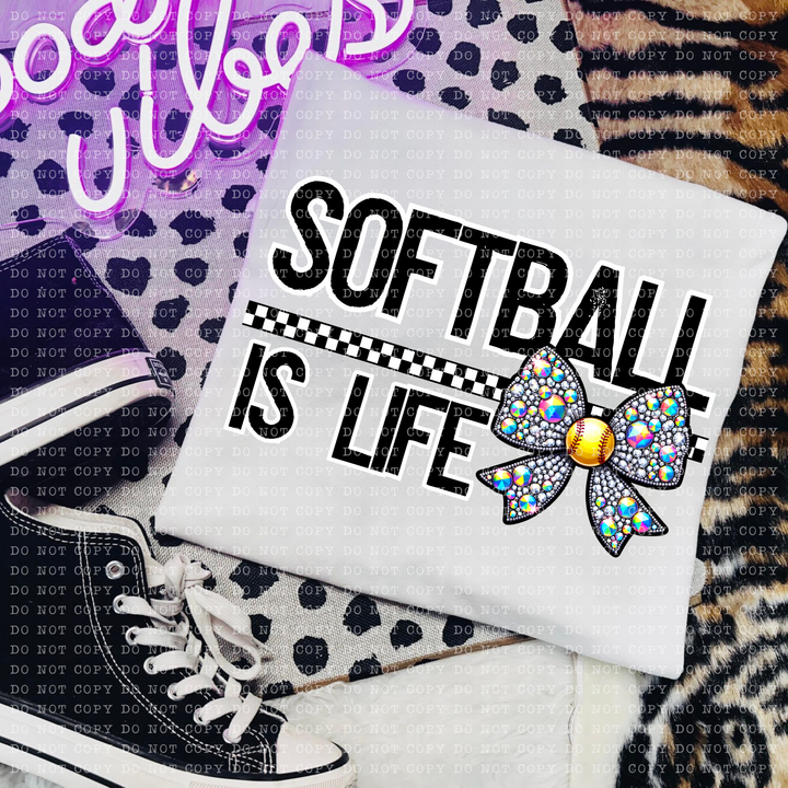 Sports is Life Rhinestone Bows DTF Print