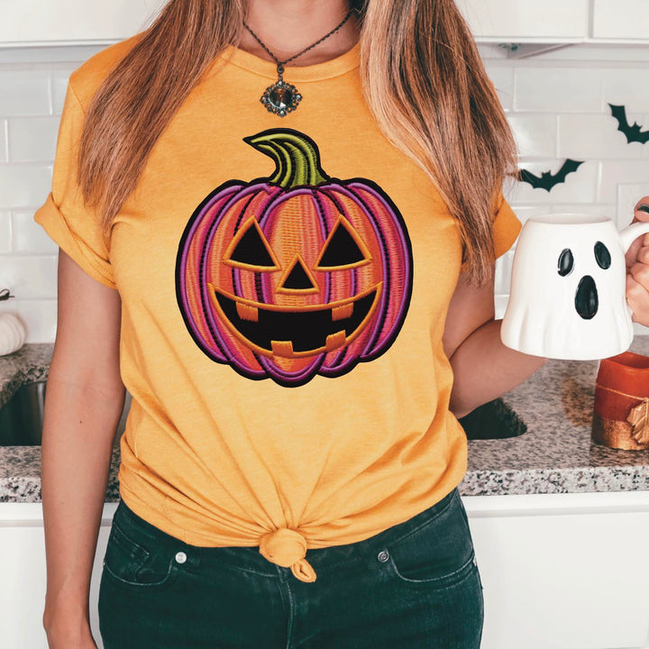 Jack-O-Lantern faux embroidered DTF Print