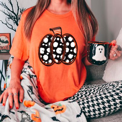 Polka Dot Pumpkin DTF Print