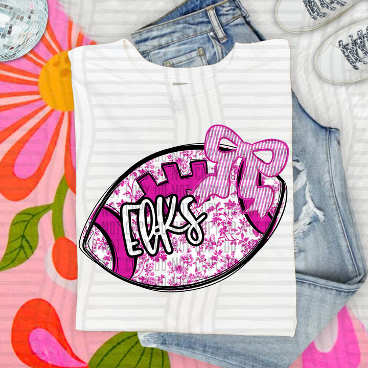 Pink Toile Football DTF Print