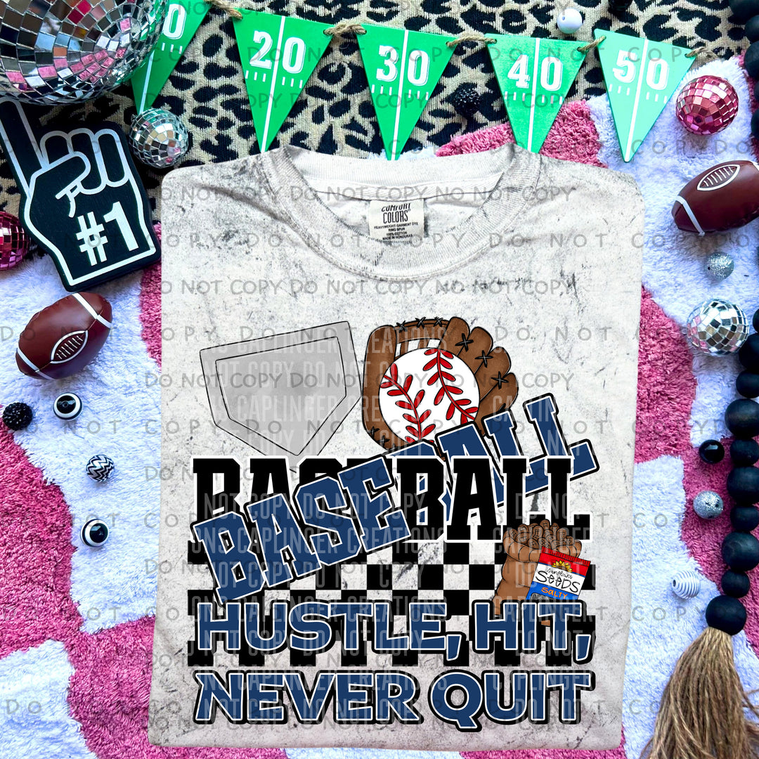 Hustle Hit Never Quit Baseball DTF Print